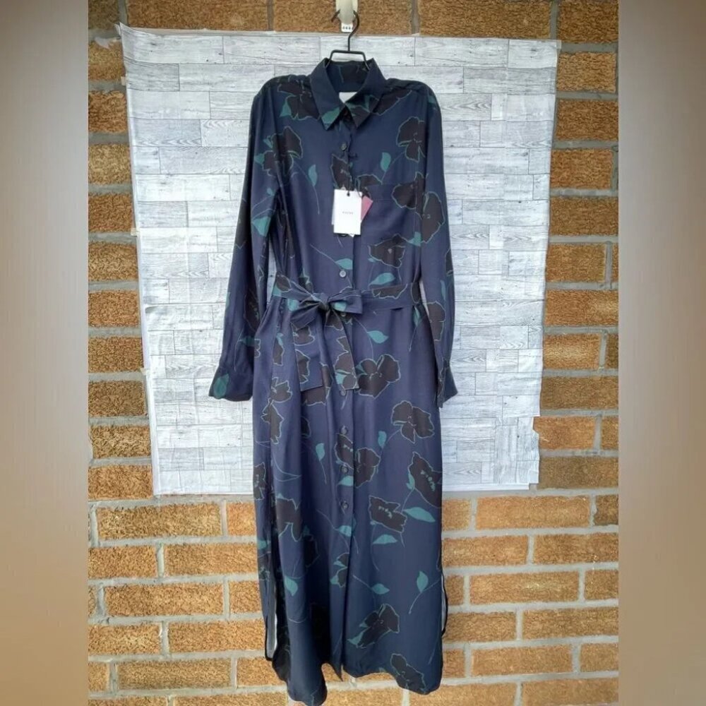 Xacus Art floral button down belted dress size 42/6